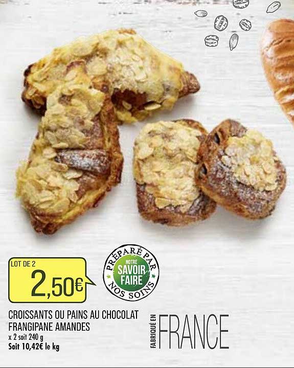 croissants ou pains au chocolat frangipane amandes