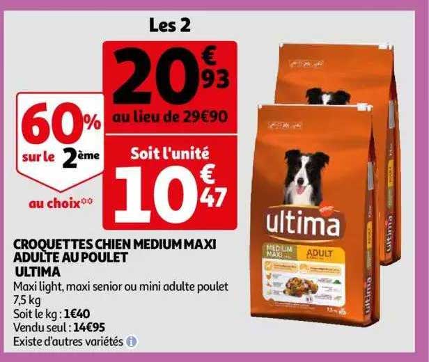 Croquettes Chien Medium Maxi Adulte Au Poulet Ultma