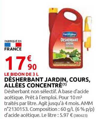 désherbant jardin, cours, allées concentré