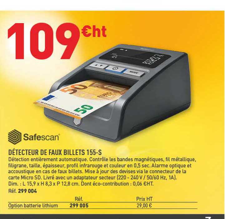 détecteur de faux fillets 155-s safescan