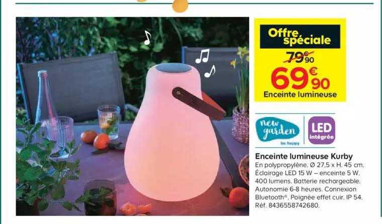 enceinte lumineuse kurby new garden