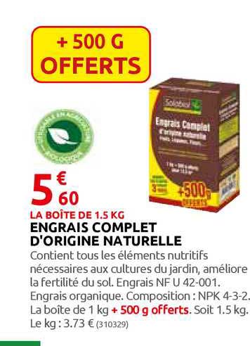 engrais complet d'origine naturelle