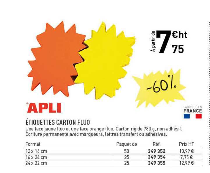 étiquettes Carton Fluo Apli