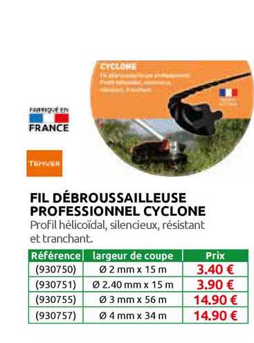 fil débroussailleuse professionnel cyclone
