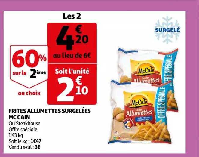 frites allumettes surgelées mc cain
