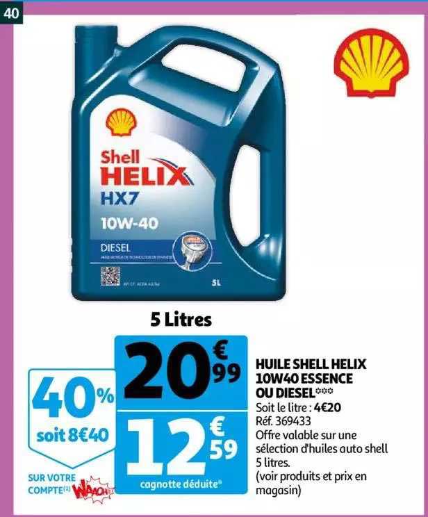 huile shell helix 10w40 essence ou diesel