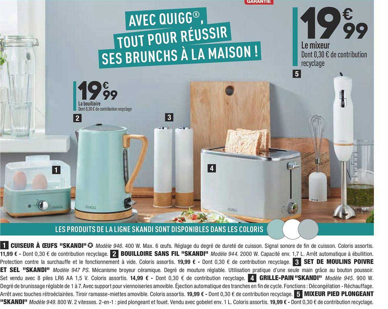 le mixeur, cuiseur à oeufs "skandi", bouilloire sans fil "skandi", set de moulins poivre et sel "skandi", grille-pain "skandi", mixeur pied plongeant "skandi"