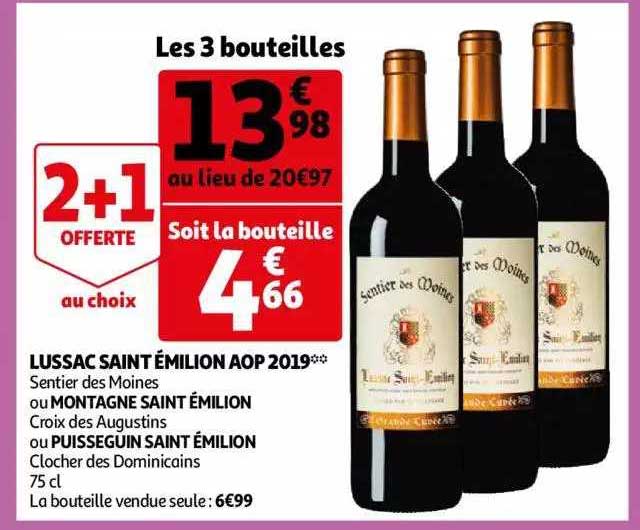 lussac saint émilion aop 2019 ou montagne saint émilion ou puisseguin saint émilion