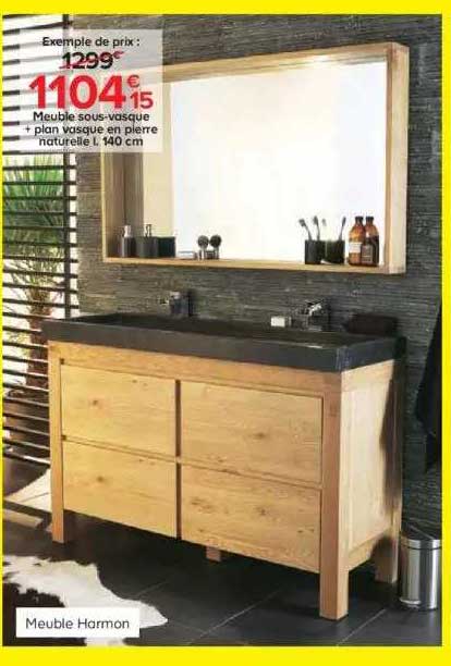 meuble sous-vasque + plan vasque en pierre naturelle l. 140 cm harmon