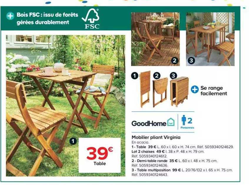 mobilier pliant virginia goodhome
