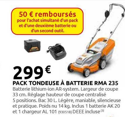 pack tondeuse à batterie rma 235