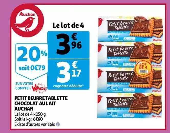 Petit Beurre Tablette Chocolat Au Lait Auchan