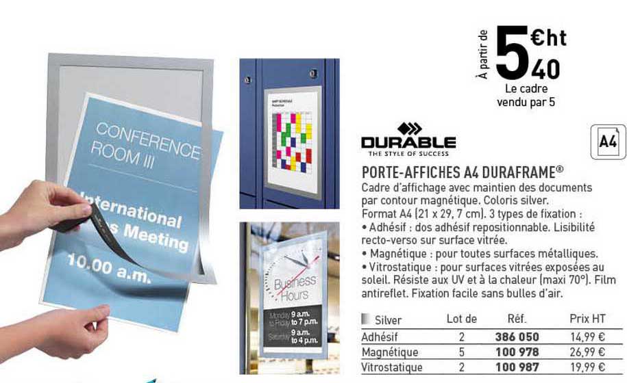 Porte-affiches A4 Duraframe Durable