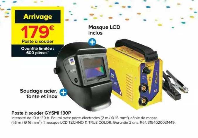 poste à souder gysmi 130p, masque lcd