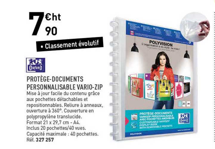 protège-documents personnalisable vario-zip oxford