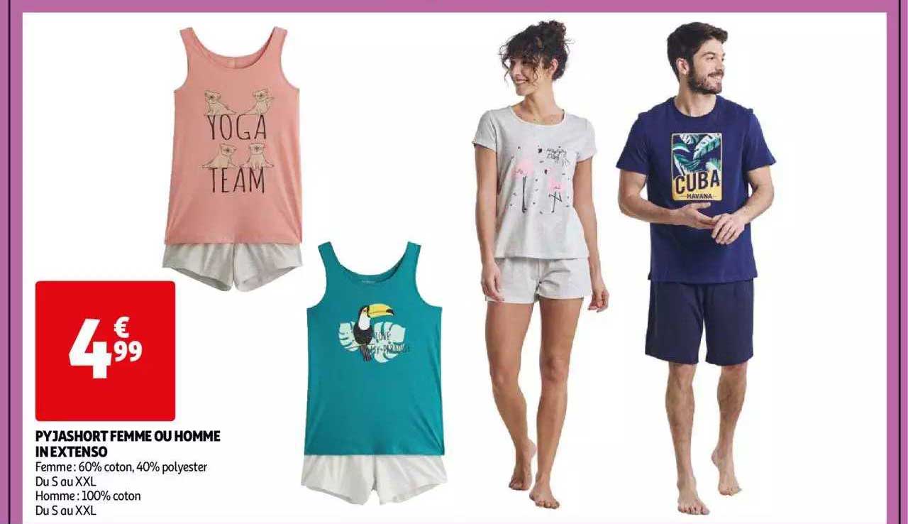 pyjashort femme ou homme in extenso