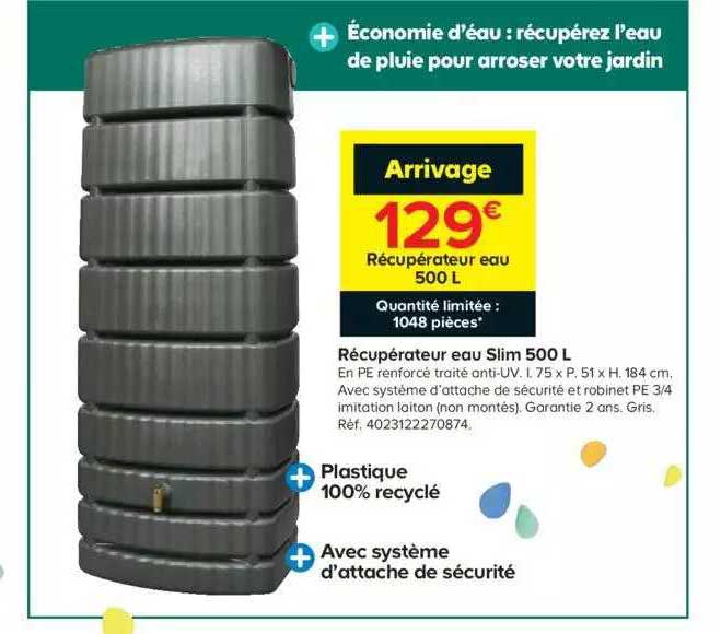 Récupérateur Eau Slim 500 L