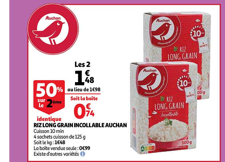 Riz Long Grain Incollable Auchan
