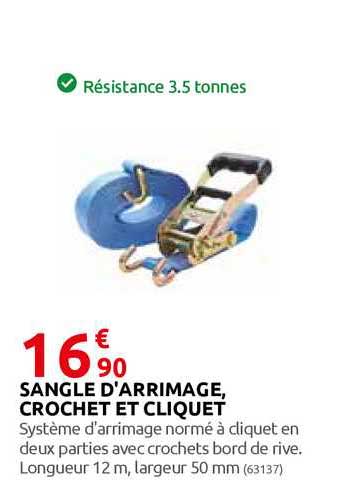 sangle d'arrimage, crochet et cliquet