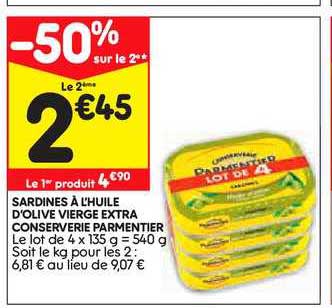 sardines à l'huile d'olive vierge extra conserverie parmentier