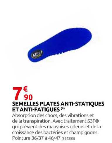 semelles plates anti-statiques et anti fatigues