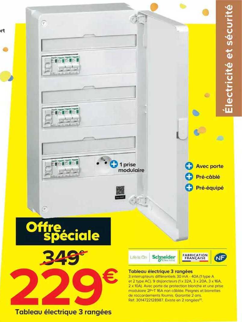 Tableau électrique 3 Rangées Schneider