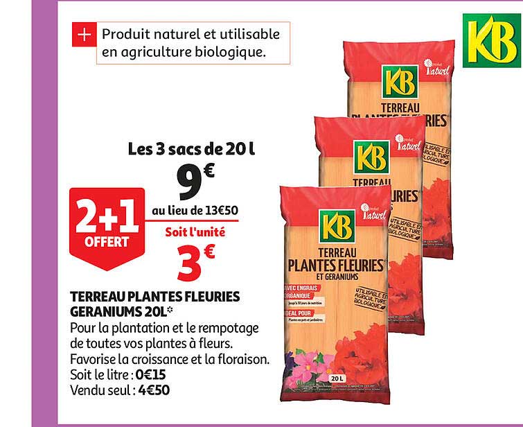 Terreau Plantes Fleuries Geraniums 20L