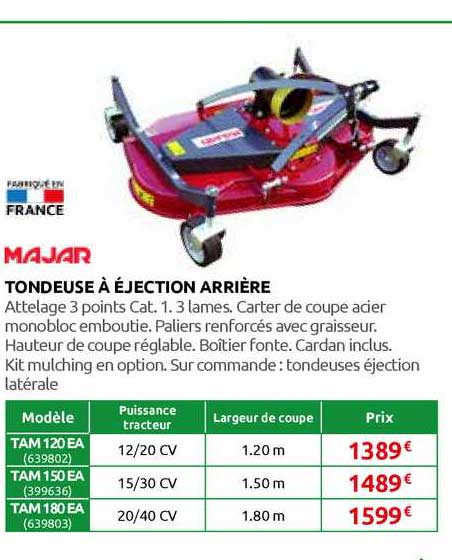 tondeuse à éjection arrière majar