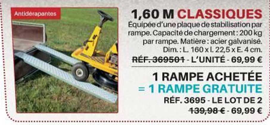 1.60 m classique 1 rampe achetée = 1 rampe gratuite