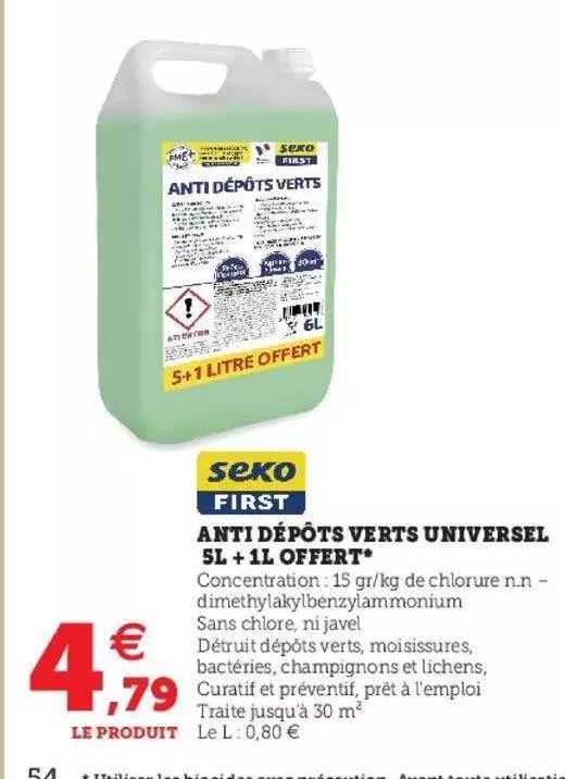 anti dépôts verts universel 5 l + 1 l offert seko first