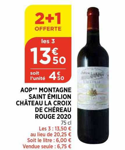 aop montagne saint émilion château la croix de chéreau rouge 2020