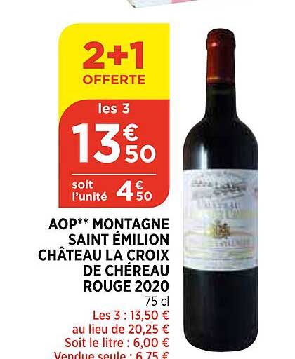 aop montagne saint émilion château la croix de chéreau rouge 2020