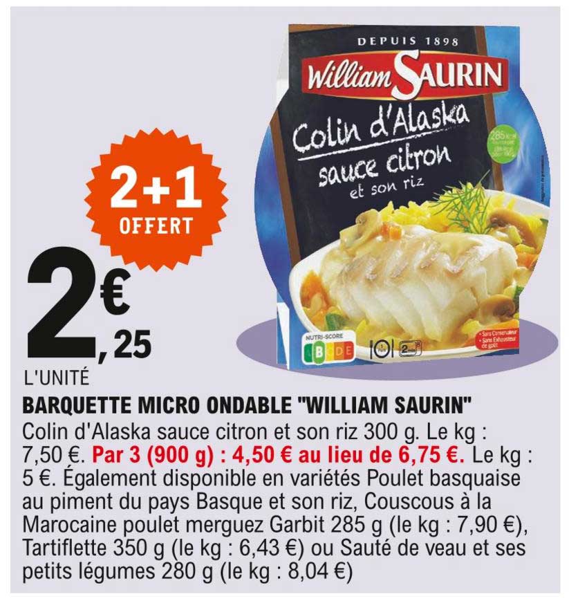 barquette micro ondable "william saurin"