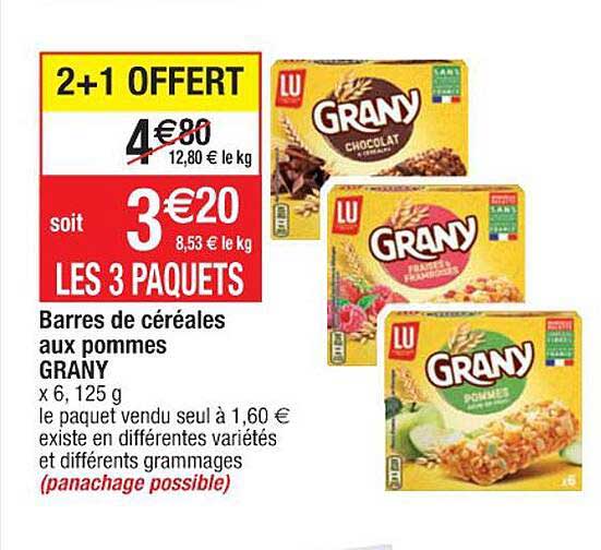 barres de céréales aux pommes grany
