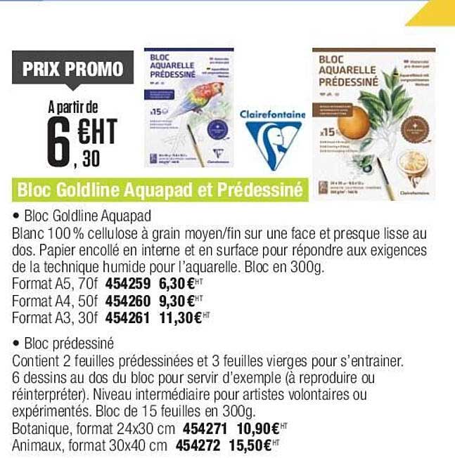Bloc Goldline Aquapad Et Prédessiné