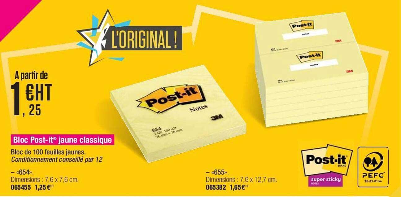 bloc post-it jaune classique