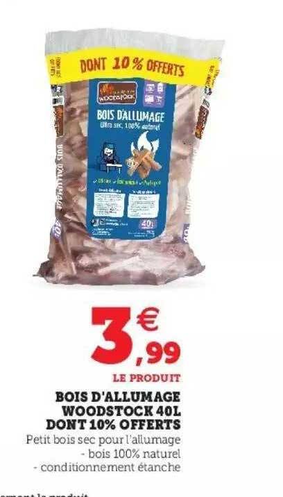 bois d'allumage woostock 40 l dont 10% offerts