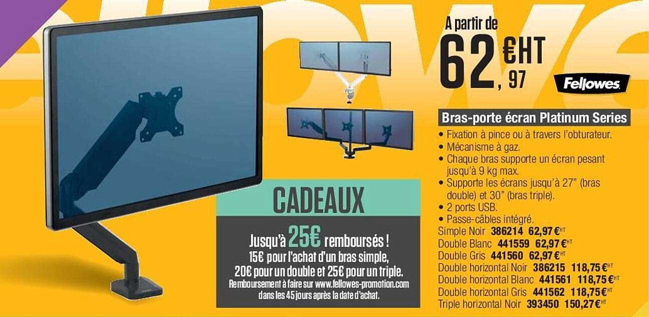 bras-porte écrann platinum series fellowes