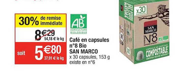 Café En Capsules N°8 Bio San Marco