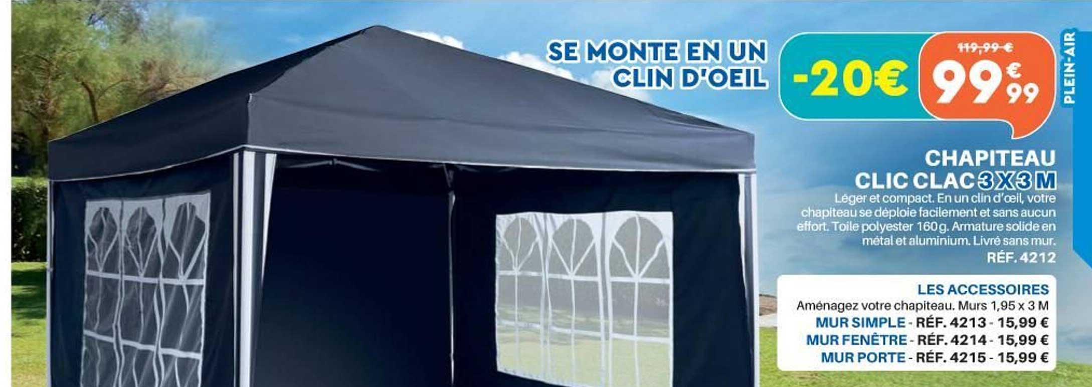 chapiteau clic clac 3x3 m
