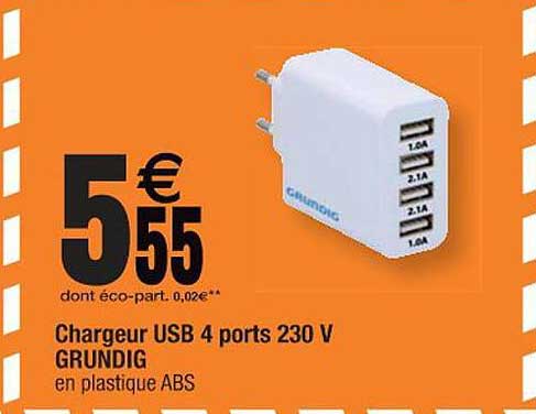 chargeur usb 4 ports 230 v grundig