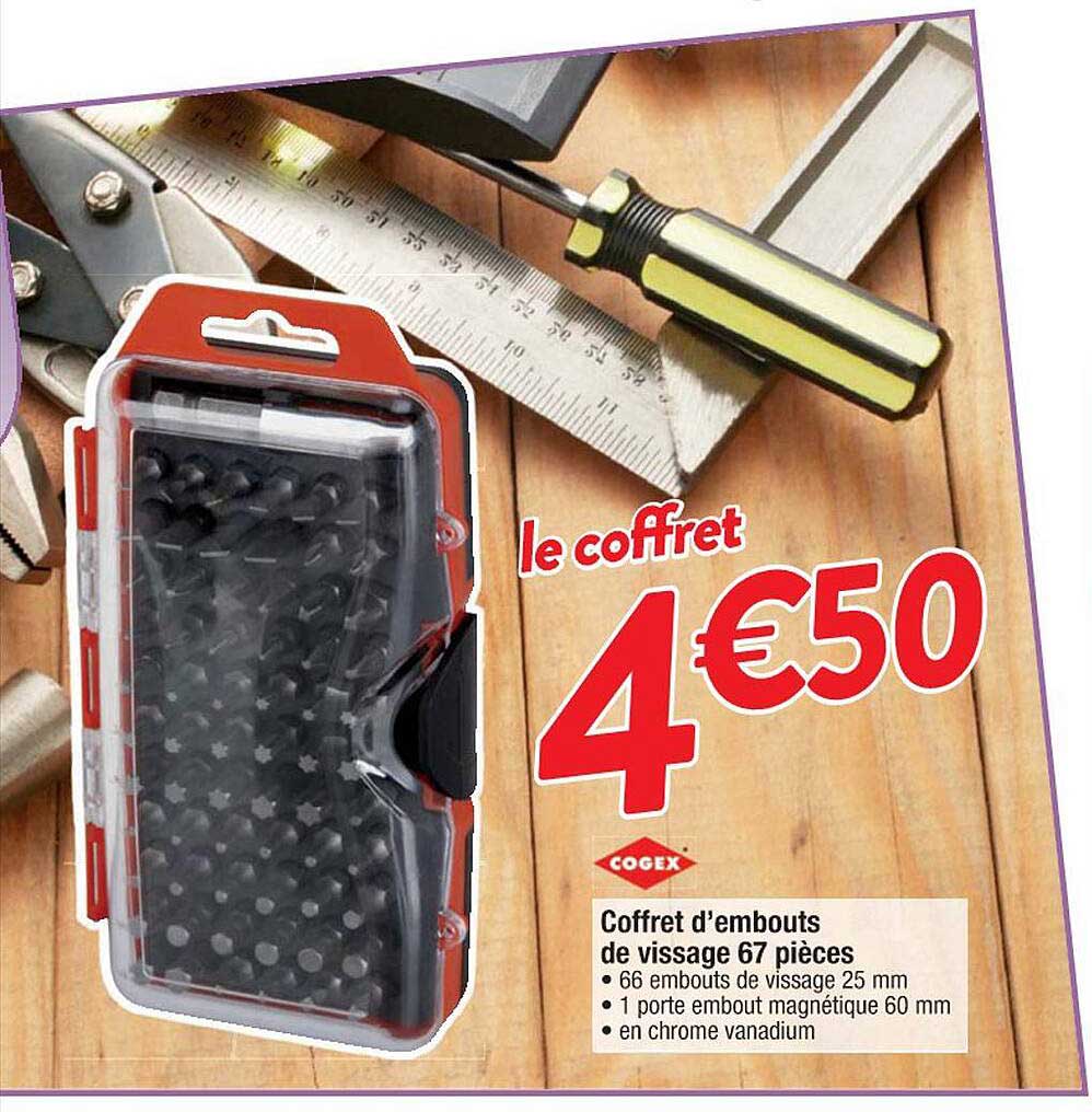 coffret d'embouts de vissage 67 pièces
