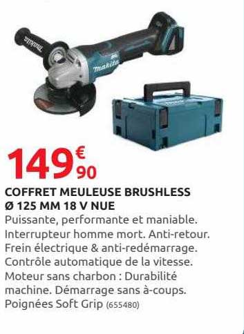 coffret meuleuse brushless ø 125 mm 18 v nue makita