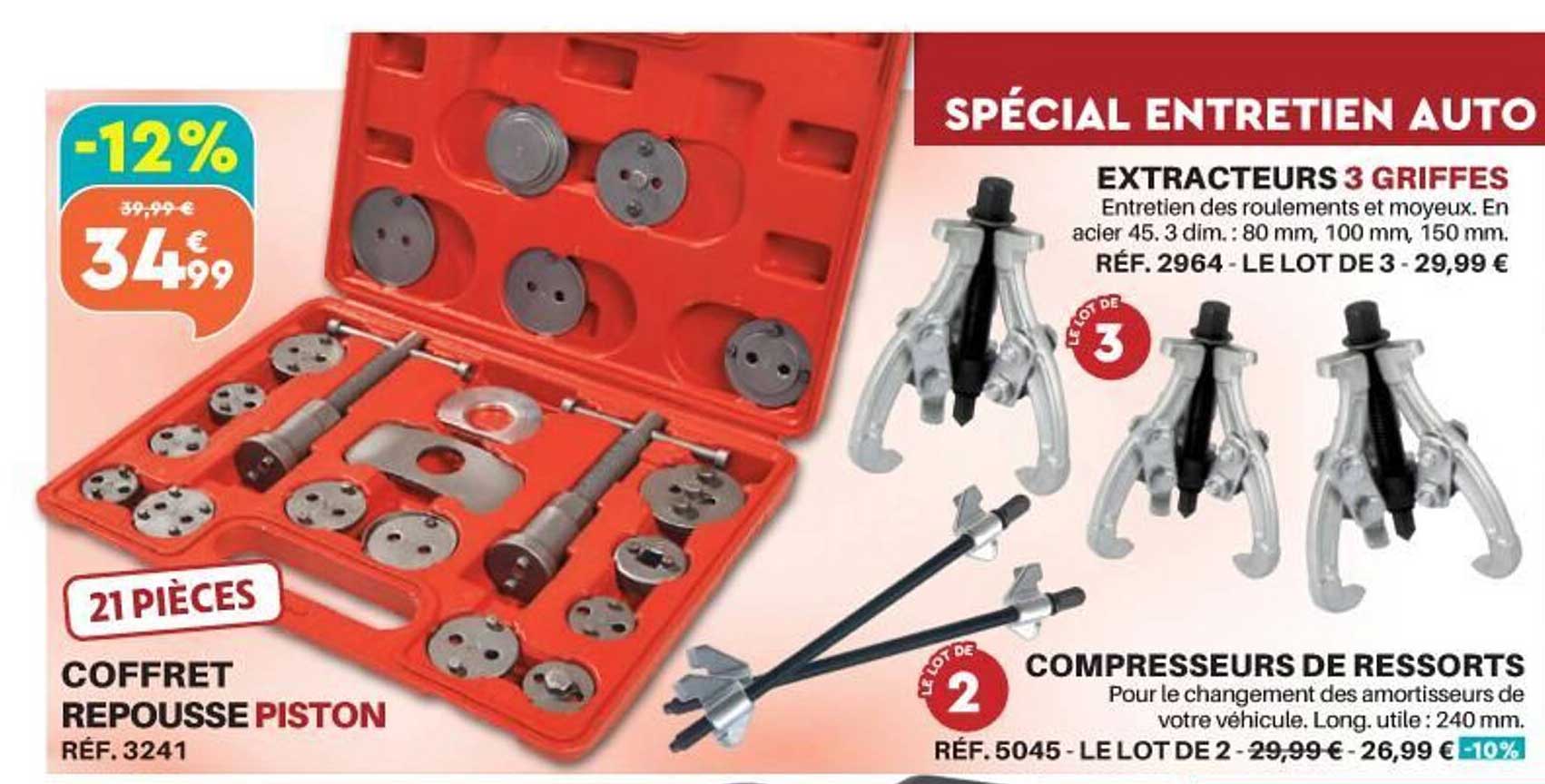 coffret repousse piston extracteurs 3 griffes compresseurs de ressorts