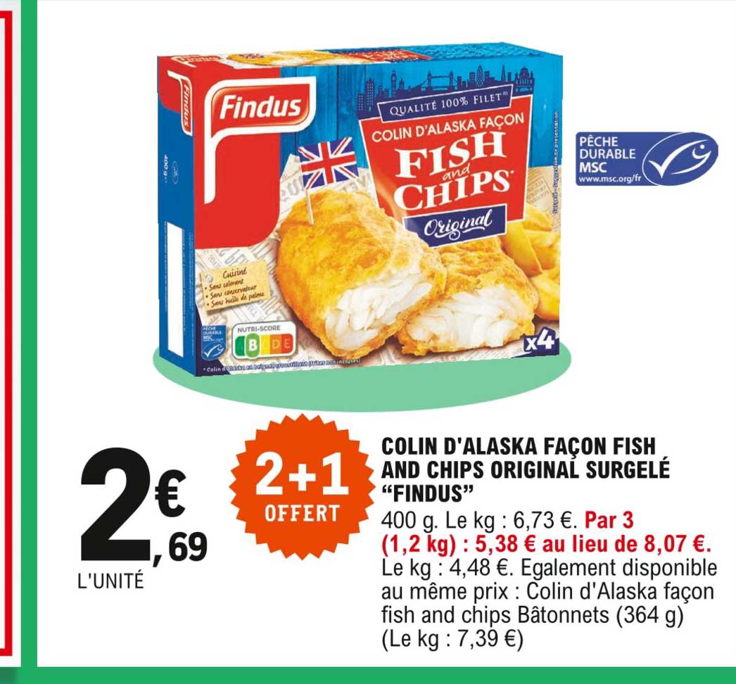 colin d'alaska façon fish and chips original surgelé "findus"