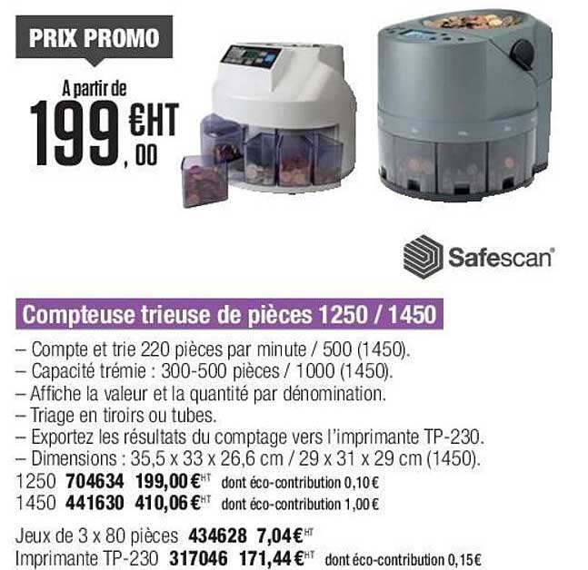 compteuse trieuse de pièces 1250 1450 safescan