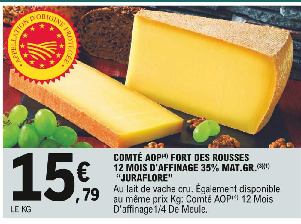 comté aop fort des rousses 12 mois d'affinage 35% mat. gr. "juraflore"