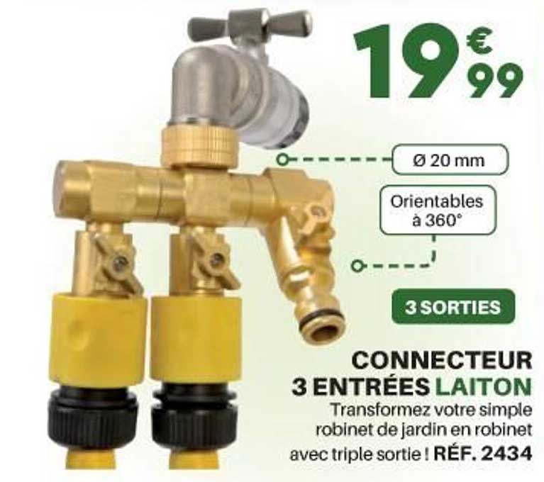 connecteur 3 entrées laiton