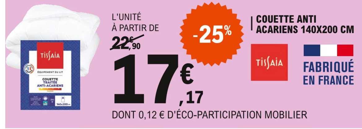 couette anti acariens 140 x 200 cm