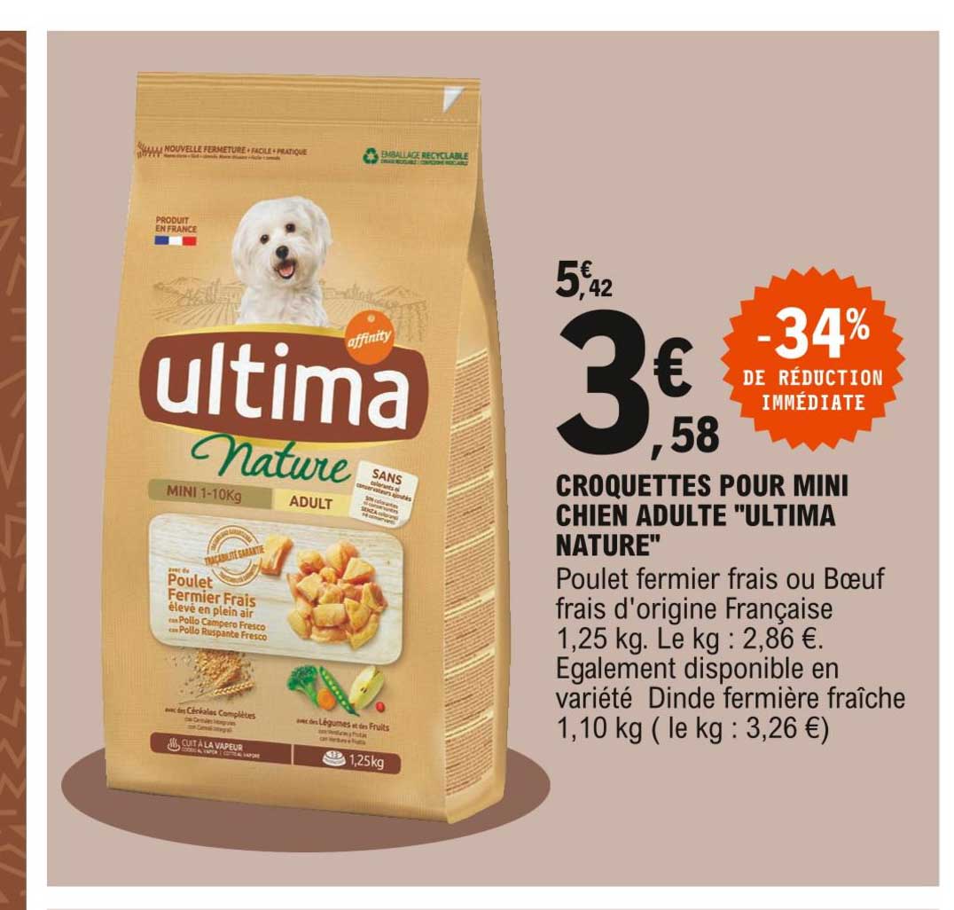 Croquettes Pour Mini Chien Adulte "ultima Nature"